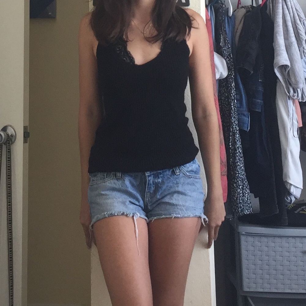 Black sweater material tank top